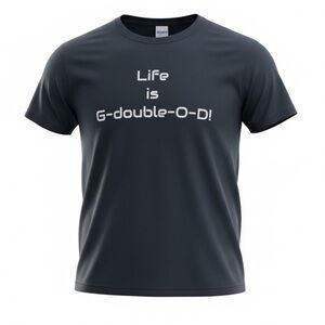 NWOT Gildan Unisex Black Short Sleeve T-Shirt “Life is GOOD” Size L